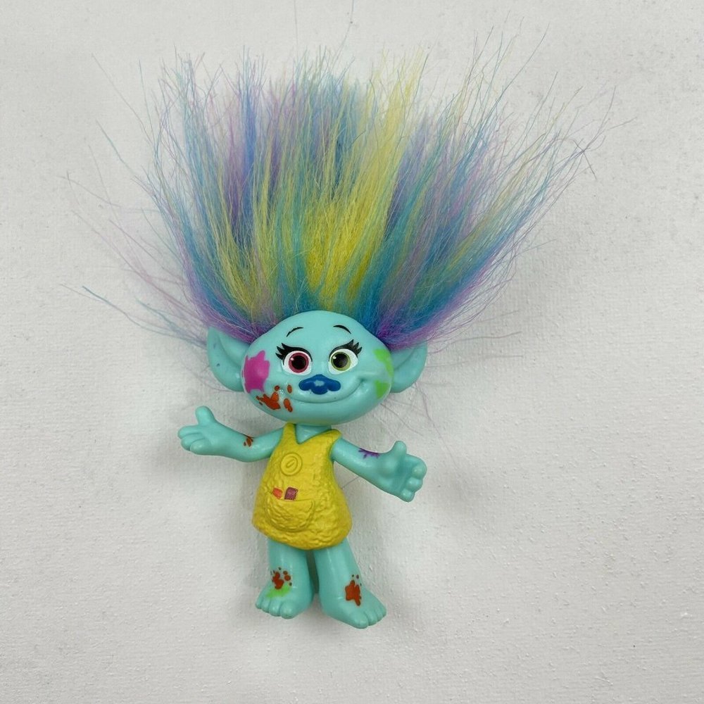 Trolls Doll with Colorful Hair and Yellow Outfit